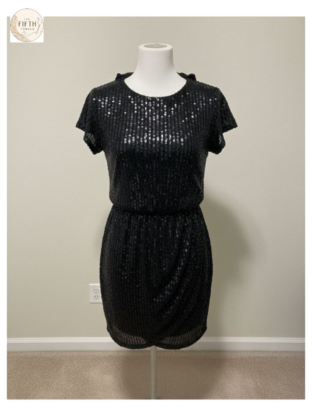 GRACE KARIN Sequin Midi Dress Cap Sleeve Crew Neck Keyhole Back
